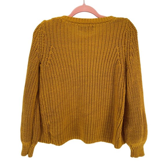 Ann Taylor LOFT Women’s SP Mustard Yellow Crew Neck Sweater - Picture 2 of 5